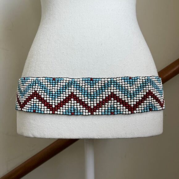 Stretchy southwestern‎ beaded boho thick big wide statement festival belt - Picture 1 of 7
